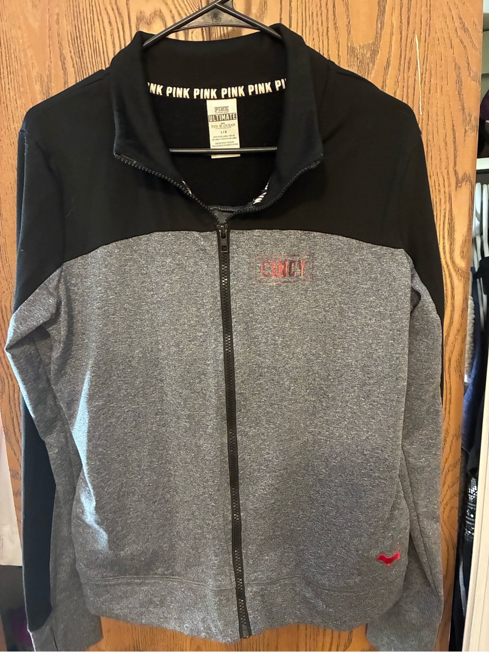 PINK Victoria's Secret Gray and Black Lightweight Full-Zip Jacket